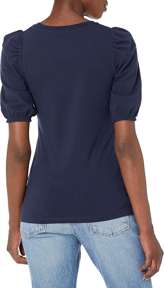Women's Regular Fit Short Sleeve Crew Neck Puff Sleeve T-Shirt